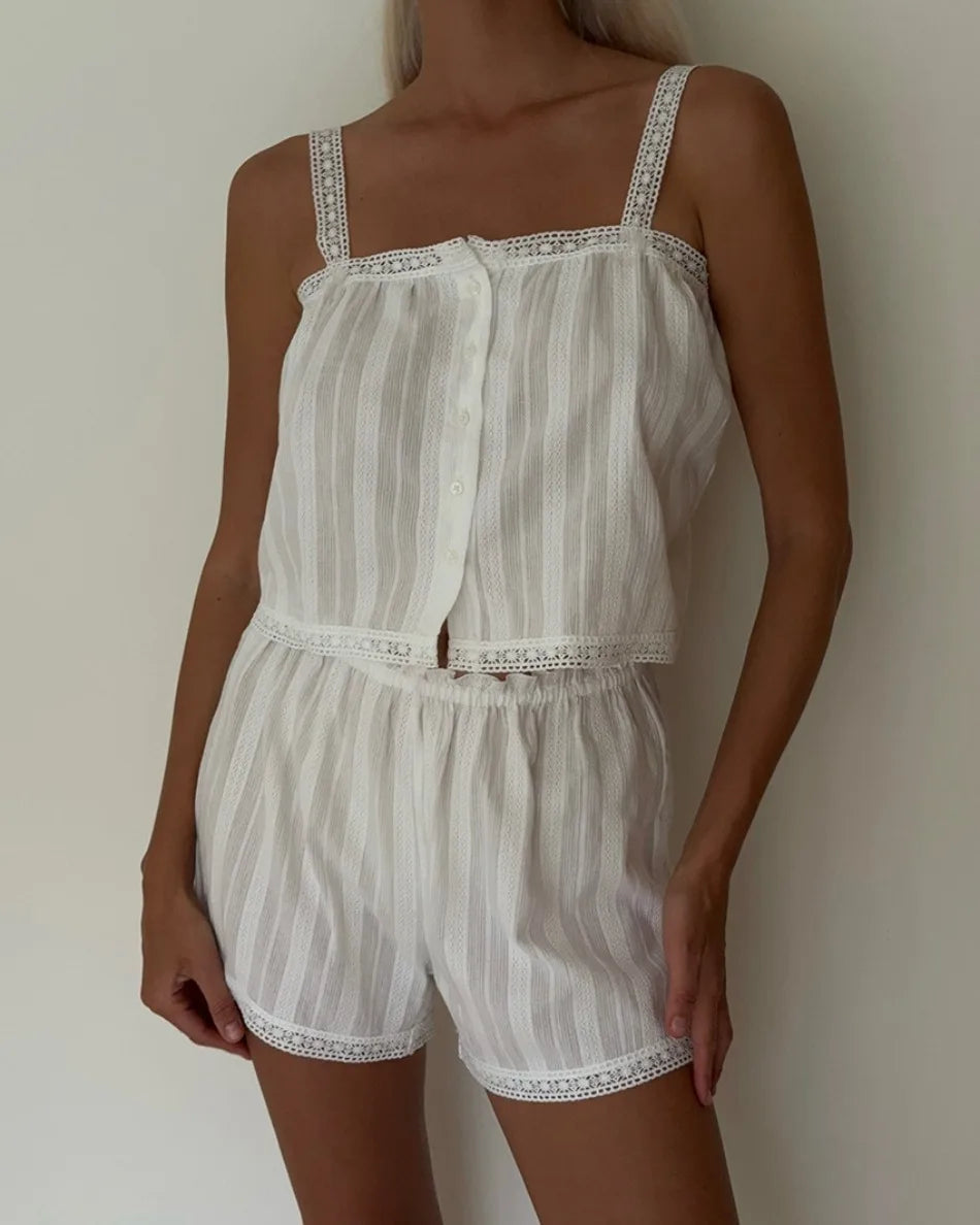 Ruffled Shorts Pajama Set